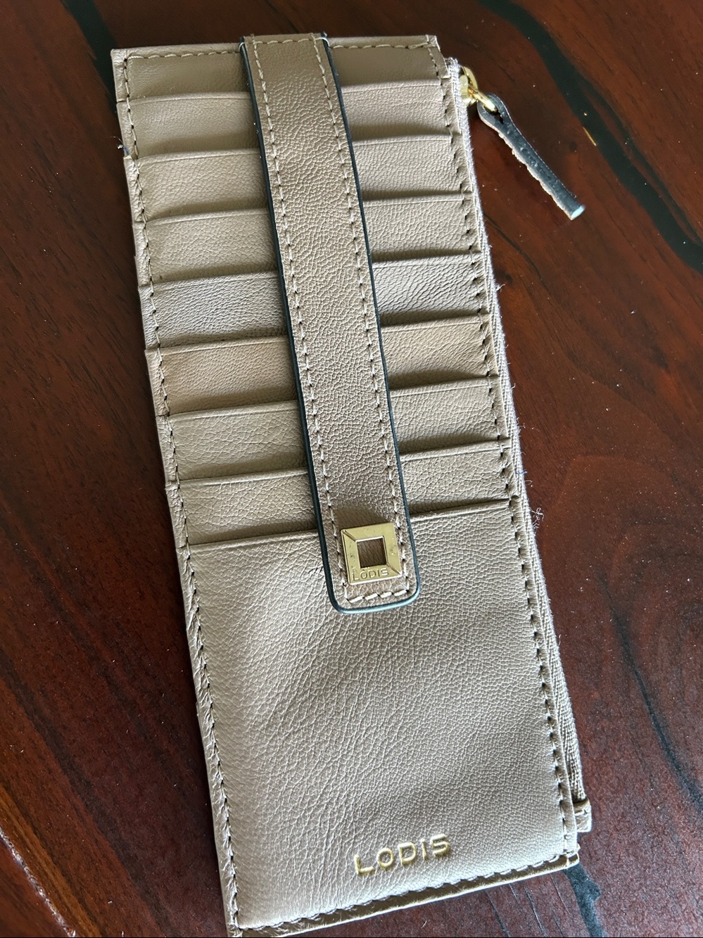 Lodis Julia Long Stacker Card Case Wallet Taupe